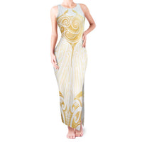 Gold White New Zealand Manta Ray Tank Maxi Dress Aotearoa Maori Haehae - Polynesian Pride