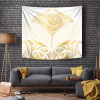 Gold White New Zealand Manta Ray Tapestry Aotearoa Maori Haehae - Polynesian Pride