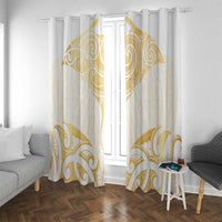 Gold White New Zealand Manta Ray Window Curtain Aotearoa Maori Haehae - Polynesian Pride
