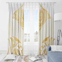 Gold White New Zealand Manta Ray Window Curtain Aotearoa Maori Haehae - Polynesian Pride