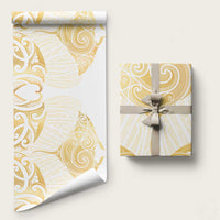 Gold White New Zealand Manta Ray Wrapping Paper Aotearoa Maori Haehae - Polynesian Pride