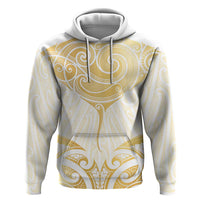 Gold White New Zealand Manta Ray Zip Hoodie Aotearoa Maori Haehae - Polynesian Pride