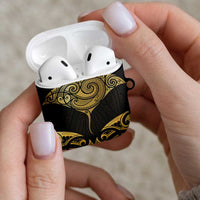 Gold Black New Zealand Manta Ray AirPods Case Aotearoa Maori Haehae LT14 - Polynesian Pride