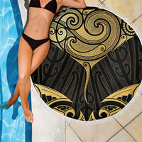 Gold Black New Zealand Manta Ray Beach Blanket Aotearoa Maori Haehae LT14 - Polynesian Pride