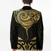 Gold Black New Zealand Manta Ray Blazer Aotearoa Maori Haehae - Polynesian Pride