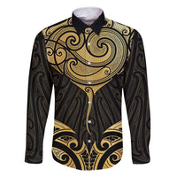Gold Black New Zealand Manta Ray Family Matching Tank Maxi Dress and Hawaiian Shirt Aotearoa Maori Haehae - Polynesian Pride