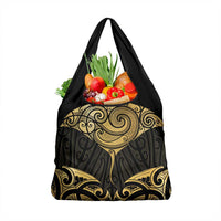 Gold Black New Zealand Manta Ray Grocery Bag Aotearoa Maori Haehae LT14 1-pack One Size Black - Polynesian Pride