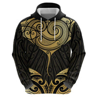 Gold Black New Zealand Manta Ray Hoodie Aotearoa Maori Haehae - Polynesian Pride