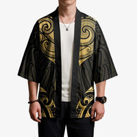 Gold Black New Zealand Manta Ray Kimono Aotearoa Maori Haehae - Polynesian Pride