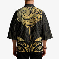 Gold Black New Zealand Manta Ray Kimono Aotearoa Maori Haehae - Polynesian Pride