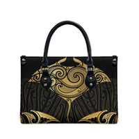 Gold Black New Zealand Manta Ray Leather Bag Aotearoa Maori Haehae - Polynesian Pride