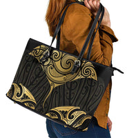 Gold Black New Zealand Manta Ray Leather Tote Bag Aotearoa Maori Haehae LT14 - Polynesian Pride