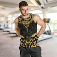 Gold Black New Zealand Manta Ray Men Tank Top Aotearoa Maori Haehae LT14 Black - Polynesian Pride