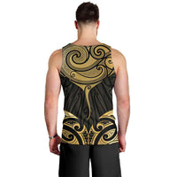 Gold Black New Zealand Manta Ray Men Tank Top Aotearoa Maori Haehae LT14 - Polynesian Pride