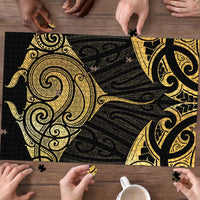 Gold Black New Zealand Manta Ray Puzzle Aotearoa Maori Haehae LT14 - Polynesian Pride
