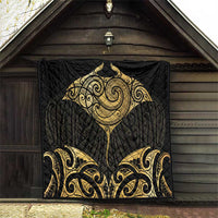 Gold Black New Zealand Manta Ray Quilt Aotearoa Maori Haehae - Polynesian Pride