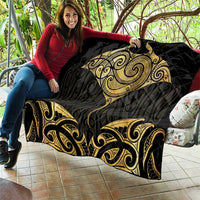 Gold Black New Zealand Manta Ray Quilt Aotearoa Maori Haehae - Polynesian Pride