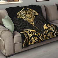 Gold Black New Zealand Manta Ray Quilt Aotearoa Maori Haehae - Polynesian Pride