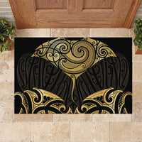 Gold Black New Zealand Manta Ray Rubber Doormat Aotearoa Maori Haehae LT14 Black - Polynesian Pride