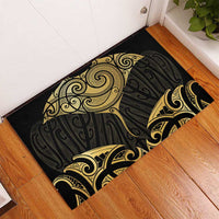 Gold Black New Zealand Manta Ray Rubber Doormat Aotearoa Maori Haehae LT14 - Polynesian Pride