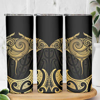 Gold Black New Zealand Manta Ray Skinny Tumbler Aotearoa Maori Haehae - Polynesian Pride