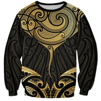 Gold Black New Zealand Manta Ray Sweatshirt Aotearoa Maori Haehae LT14 Unisex Black - Polynesian Pride