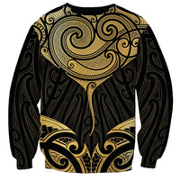 Gold Black New Zealand Manta Ray Sweatshirt Aotearoa Maori Haehae LT14 - Polynesian Pride