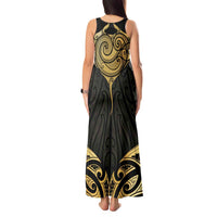 Gold Black New Zealand Manta Ray Tank Maxi Dress Aotearoa Maori Haehae - Polynesian Pride
