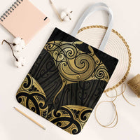 Gold Black New Zealand Manta Ray Tote Bag Aotearoa Maori Haehae LT14 White Strap One Size Black - Polynesian Pride