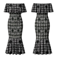 Eleele Hawaii Iwa Bird Palaka Motifs Couples Matching Mermaid Dress and Long Sleeve Button Shirt LT14 - Polynesian Pride