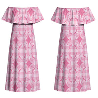 Alaka Hawaii Iwa Bird Palaka Motifs Couples Matching Off Shoulder Maxi Dress and Long Sleeve Button Shirt LT14 - Polynesian Pride