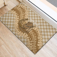 Makue Hawaii Cowboy Palaka Motifs Personalised Rubber Doormat Paniolo Festival Puakenikeni Lei LT14 - Polynesian Pride