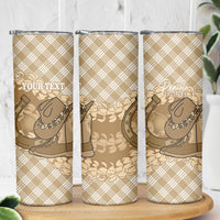 Makue Hawaii Cowboy Palaka Motifs Personalised Skinny Tumbler Paniolo Festival Puakenikeni Lei LT14 - Polynesian Pride