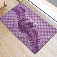 Poni Hawaii Cowboy Palaka Motifs Personalised Rubber Doormat Paniolo Festival Puakenikeni Lei LT14 - Polynesian Pride