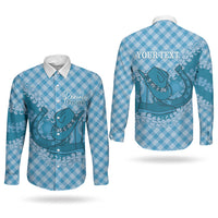 Polu Hawaii Cowboy Palaka Motifs Personalised Couples Matching Mermaid Dress and Long Sleeve Button Shirt Paniolo Festival Puakenikeni Lei LT14 - Polynesian Pride