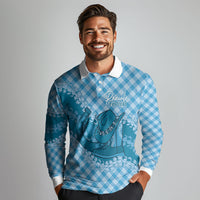 Polu Hawaii Cowboy Palaka Motifs Personalised Long Sleeve Polo Shirt Paniolo Festival Puakenikeni Lei LT14 - Polynesian Pride