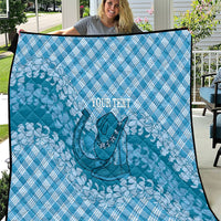 Polu Hawaii Cowboy Palaka Motifs Personalised Quilt Paniolo Festival Puakenikeni Lei LT14 Blue - Polynesian Pride