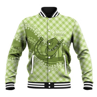 Omaomao Hawaii Cowboy Palaka Motifs Personalised Baseball Jacket Paniolo Festival Puakenikeni Lei LT14 Unisex Green - Polynesian Pride