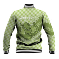Omaomao Hawaii Cowboy Palaka Motifs Personalised Baseball Jacket Paniolo Festival Puakenikeni Lei LT14 - Polynesian Pride