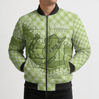 Omaomao Hawaii Cowboy Palaka Motifs Personalised Bomber Puffer Jacket Paniolo Festival Puakenikeni Lei LT14 - Polynesian Pride