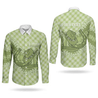 Omaomao Hawaii Cowboy Palaka Motifs Personalised Couples Matching Off Shoulder Maxi Dress and Long Sleeve Button Shirt Paniolo Festival Puakenikeni Lei LT14 - Polynesian Pride