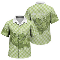 Omaomao Hawaii Cowboy Palaka Motifs Personalised Family Matching Mermaid Dress and Hawaiian Shirt Paniolo Festival Puakenikeni Lei LT14 Son's Shirt Green - Polynesian Pride