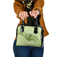 Omaomao Hawaii Cowboy Palaka Motifs Personalised Shoulder Handbag Paniolo Festival Puakenikeni Lei LT14 One Size Green - Polynesian Pride