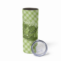 Omaomao Hawaii Cowboy Palaka Motifs Personalised Skinny Tumbler Paniolo Festival Puakenikeni Lei LT14 - Polynesian Pride