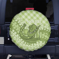 Omaomao Hawaii Cowboy Palaka Motifs Personalised Spare Tire Cover Paniolo Festival Puakenikeni Lei LT14 No hole Green - Polynesian Pride