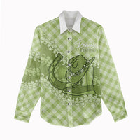Omaomao Hawaii Cowboy Palaka Motifs Personalised Women Casual Shirt Paniolo Festival Puakenikeni Lei LT14 - Polynesian Pride