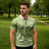 Omaomao Hawaii Cowboy Palaka Motifs Personalised Zipper Polo Shirt Paniolo Festival Puakenikeni Lei LT14 - Polynesian Pride
