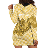 Melemele Hawaii Cowboy Palaka Motifs Personalised Hoodie Dress Paniolo Festival Puakenikeni Lei LT14 - Polynesian Pride