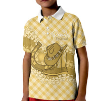 Melemele Hawaii Cowboy Palaka Motifs Personalised Kid Polo Shirt Paniolo Festival Puakenikeni Lei LT14 Kid Yellow - Polynesian Pride