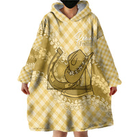 Melemele Hawaii Cowboy Palaka Motifs Personalised Wearable Blanket Hoodie Paniolo Festival Puakenikeni Lei LT14 - Polynesian Pride